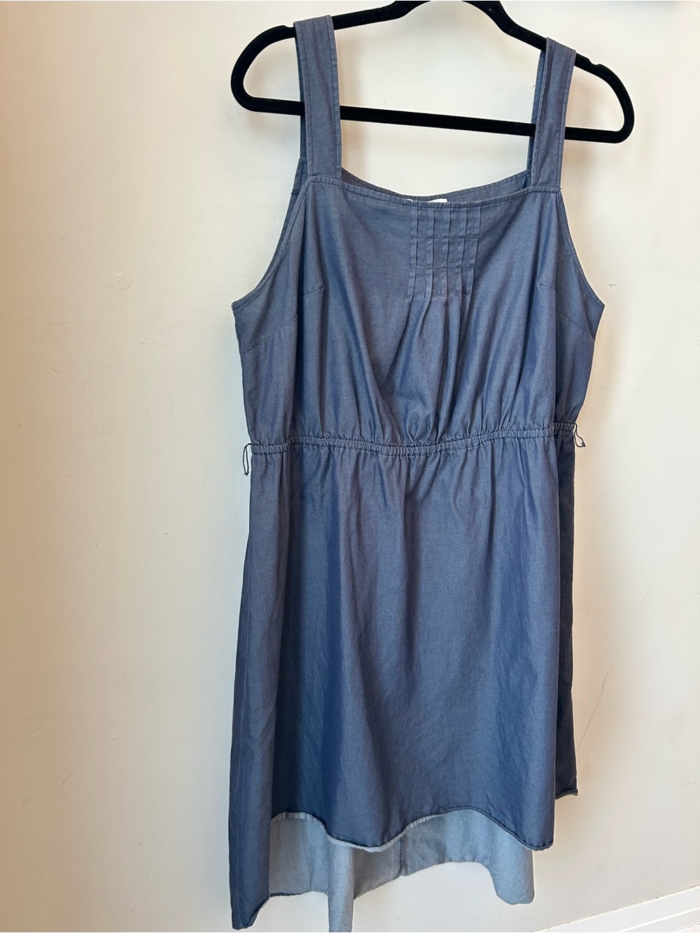 Chambray Cottagecore Babydoll Tank Dress | Blue Cotton Sleeveless | Plus Size XL